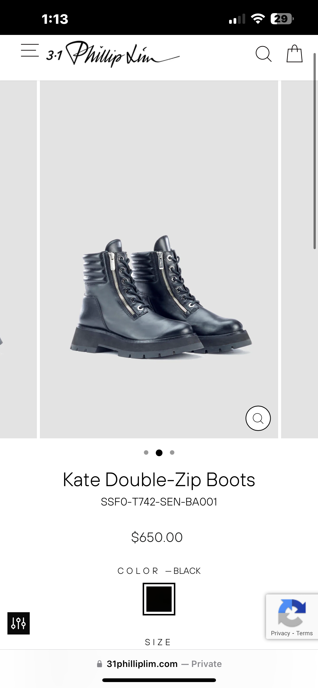 3.1 Phillip Lim Zip Up Boots (Size 38.5)
