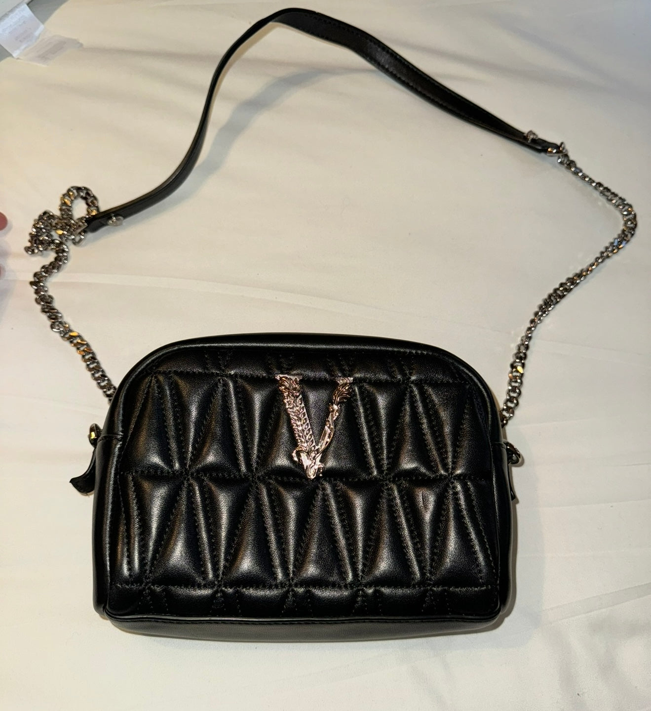Versace Virtus Quilted Leather Camera Style Bag