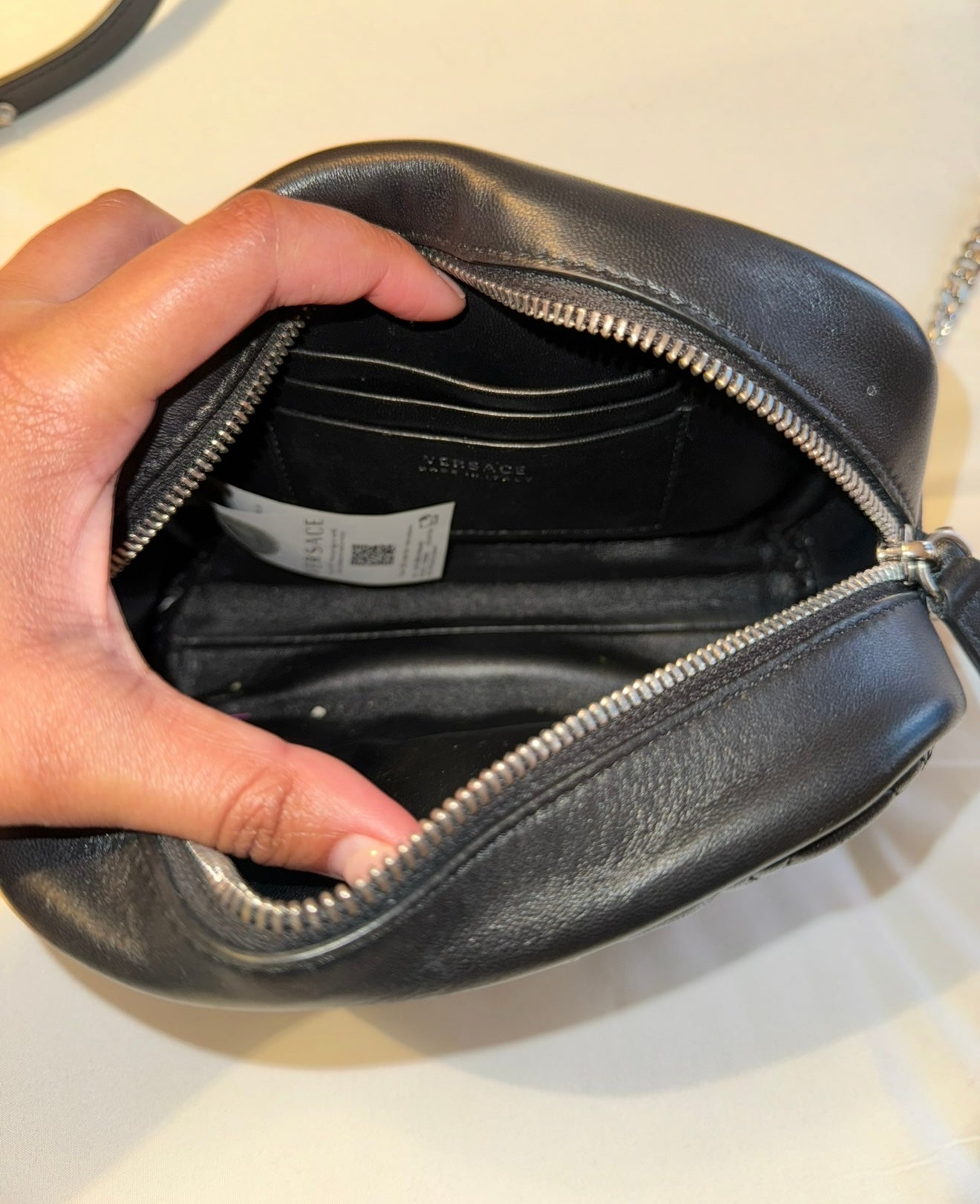 Versace Virtus Quilted Leather Camera Style Bag