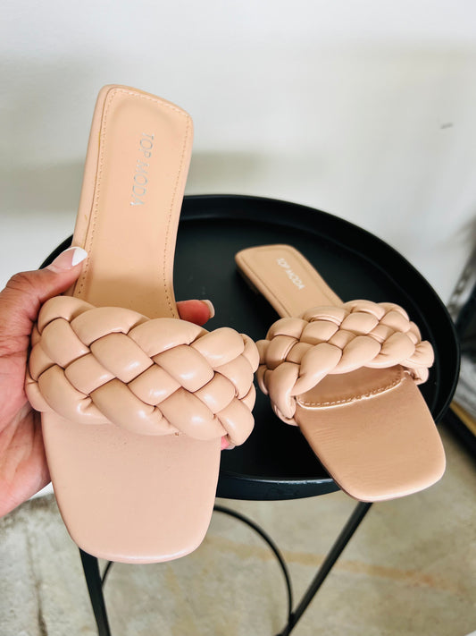 Nude Braided Slides (Size 7)