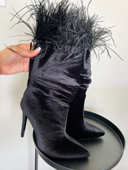 Black Feather Boots (Size 37)