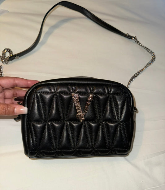 Versace Virtus Quilted Leather Camera Style Bag